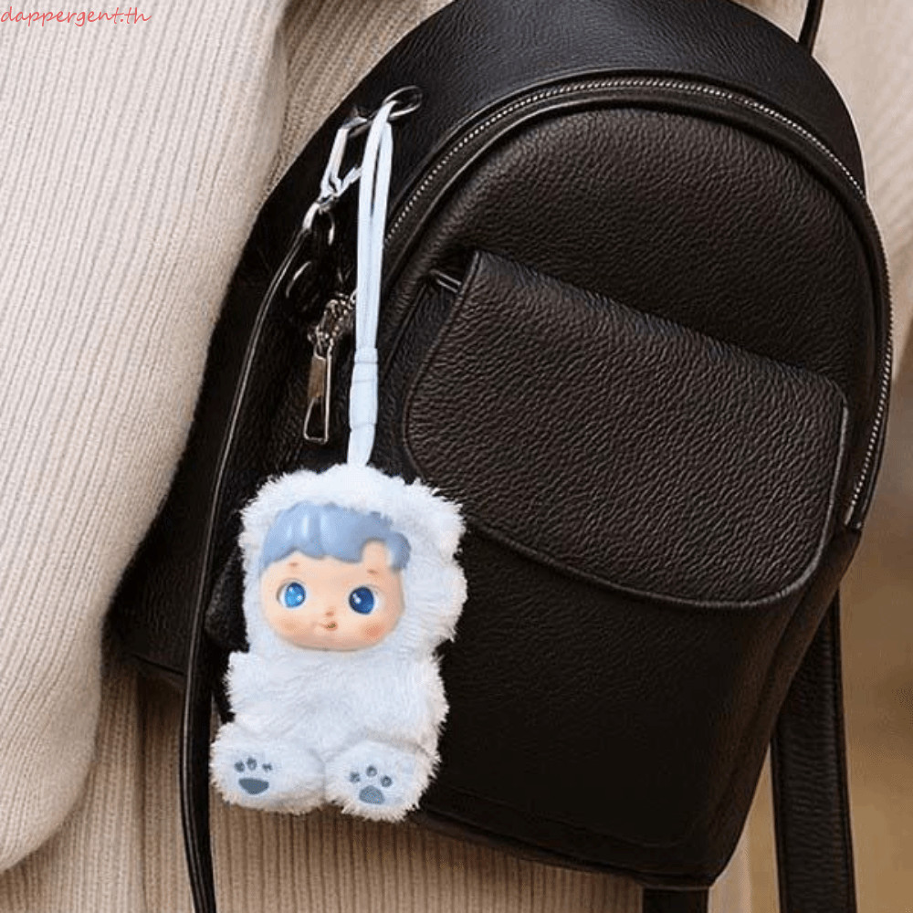 DAPPER HACIPU จี้ตุ๊กตา, รูปไวนิลสีลูกกวาดปุยน่ารัก, พวงกุญแจป้องกันการสูญหายแบบพกพา Furry ตุ๊กตาอิน