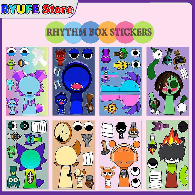 สติ๊กเกอร์ต่อจิ๊กซอว์ Sprunki เกม Rhythm Box แต่งตัว ต่อภาพ DIY ของเล่นเด็ก คลายเครียด