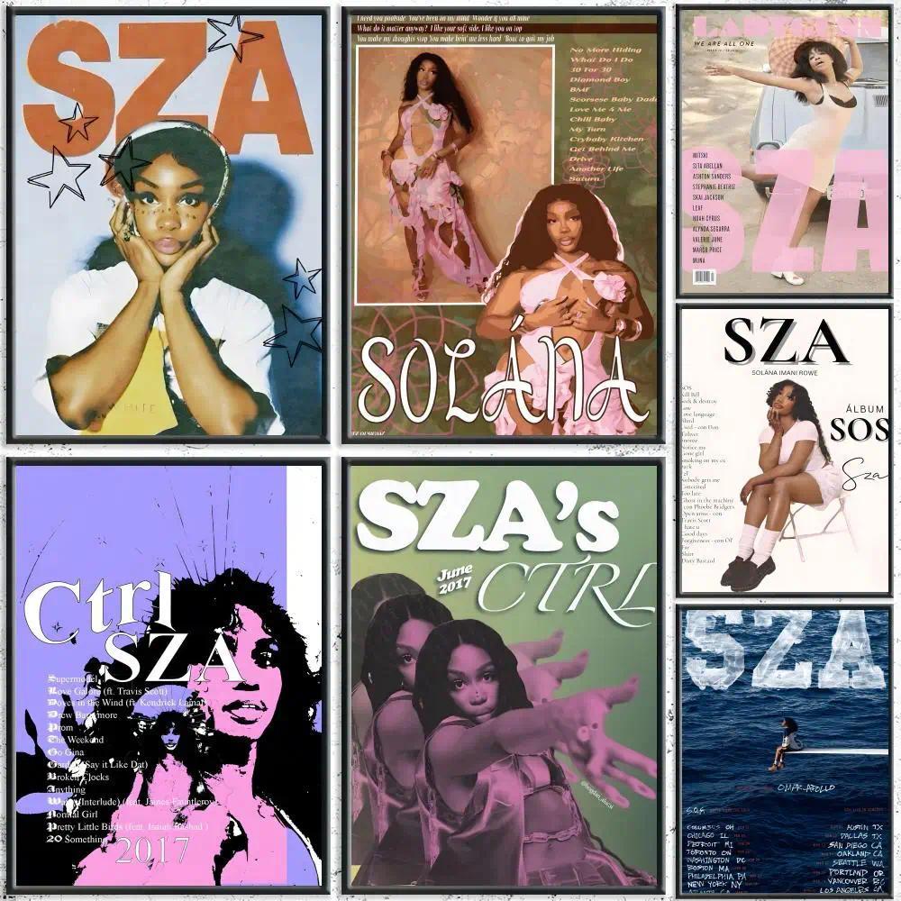 ภาพวาดนักร้อง S-sza งานคอลลาจศิลปะลายมือ พิมพ์แคนวาสความละเอียดสูง กันรอยพับ กันน้ำ เหมาะสำหรับตกแต่