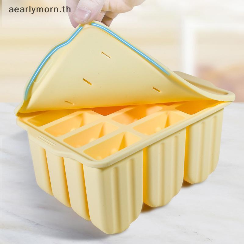 AA 12 แม่พิมพ์ไอศกรีมหั่นง่าย Demold ซิลิโคน Popsicle ถาดสําหรับตู้แช่แข็งโฮมเมดพร้อมฝาปิดขนมครัว TH