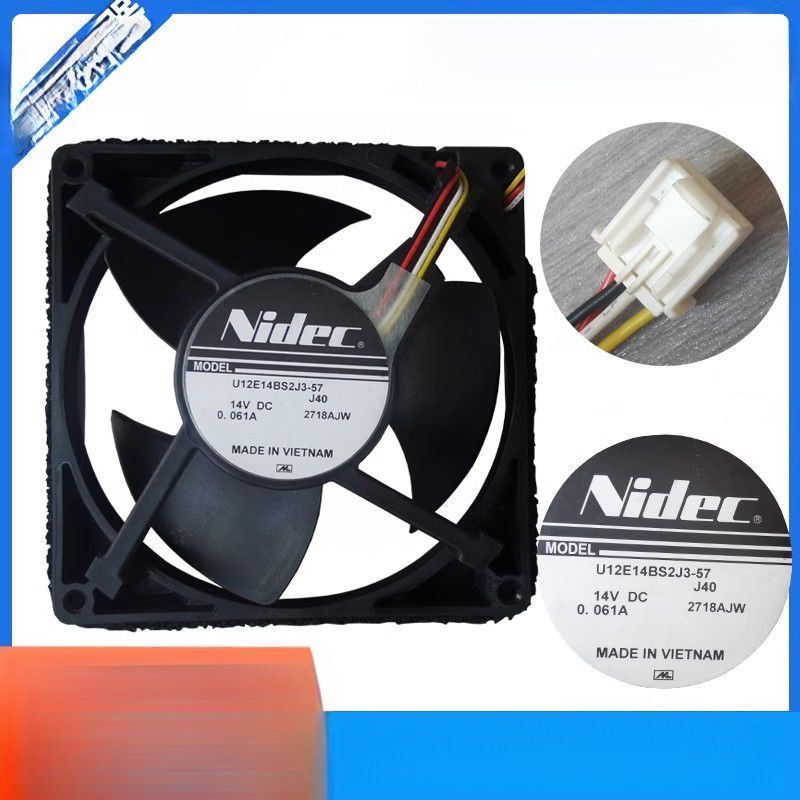 พัดลมระบายความร้อน NIDEC ขั้วต่อ 4 สาย สำหรับตู้เย็น Toshiba/Hitachi รุ่น U12E14BS2J3-57 14V DC0.061