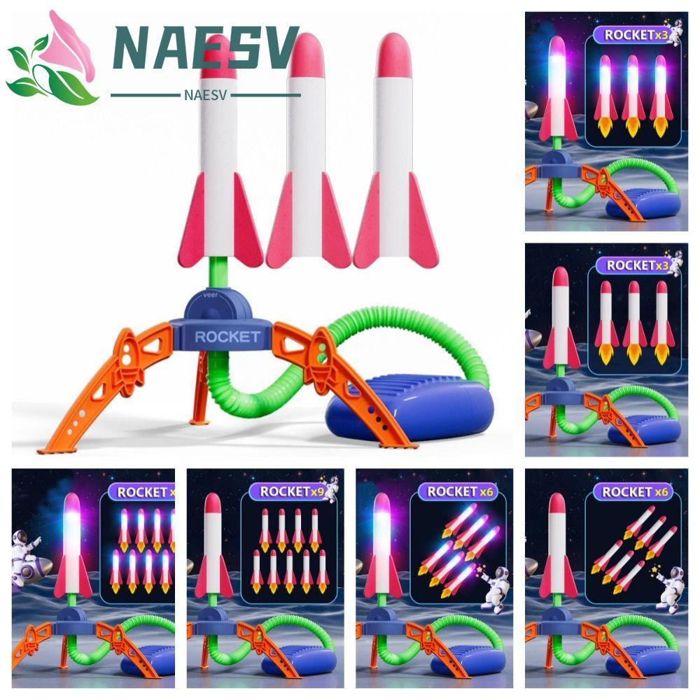 NAESV Stomp Rocket Toy, โฟมพลาสติก Rocket Launcher, Creative Foot Pump Luminous Athletics กลางแจ้ง