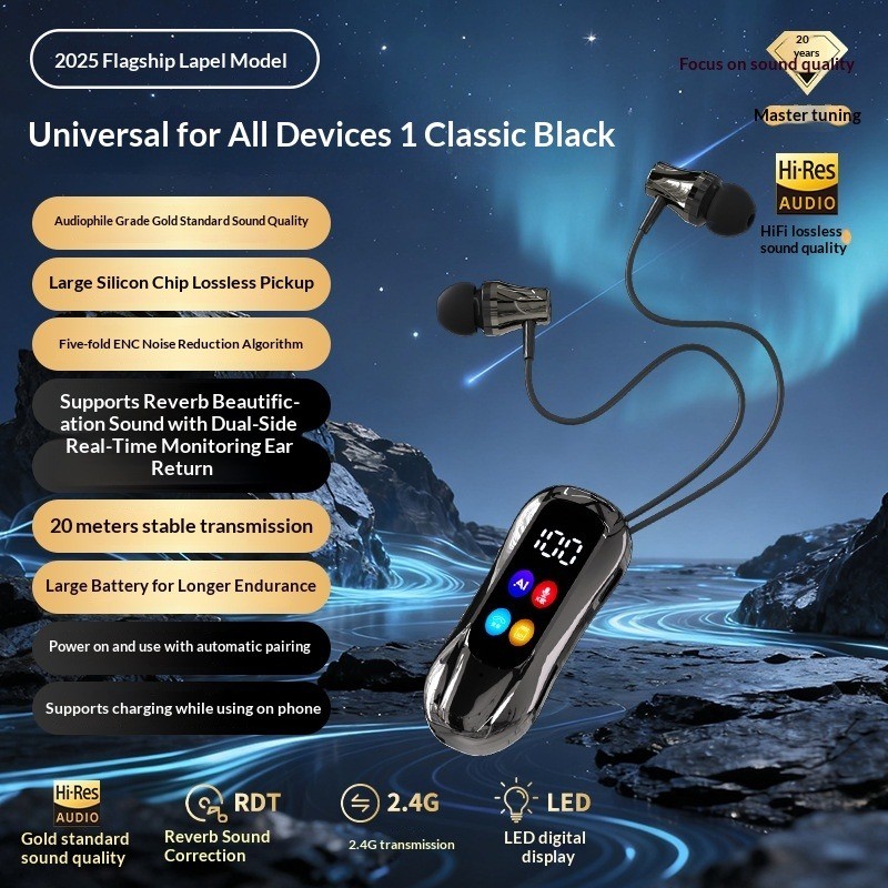 BONINE ต้นฉบับใหม่ไร้สาย Lavalier ไมโครโฟนเสียงบันทึกวิดีโอมินิไมโครโฟนสําหรับโทรศัพท์ Android แล็ปท