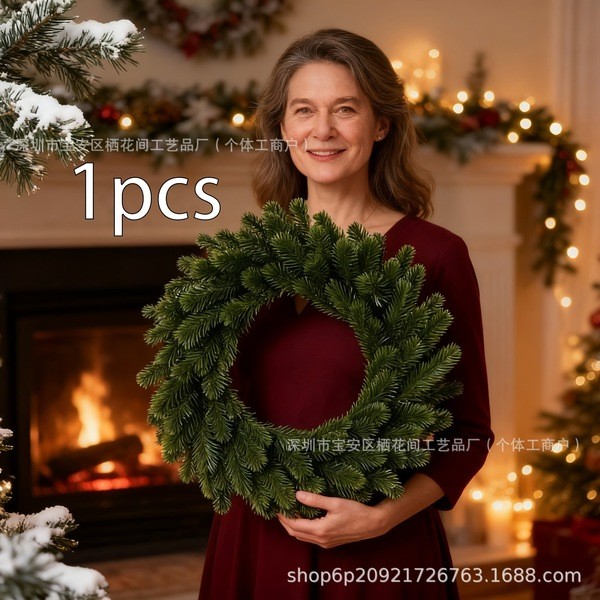 พวงหรีด christmas wreath จําลองคริสต์มาสดอกไม้พวงมาลัยคริสต์มาสงานแต่งงานบ้านในร่มต้นคริสต์มาสผนังปร