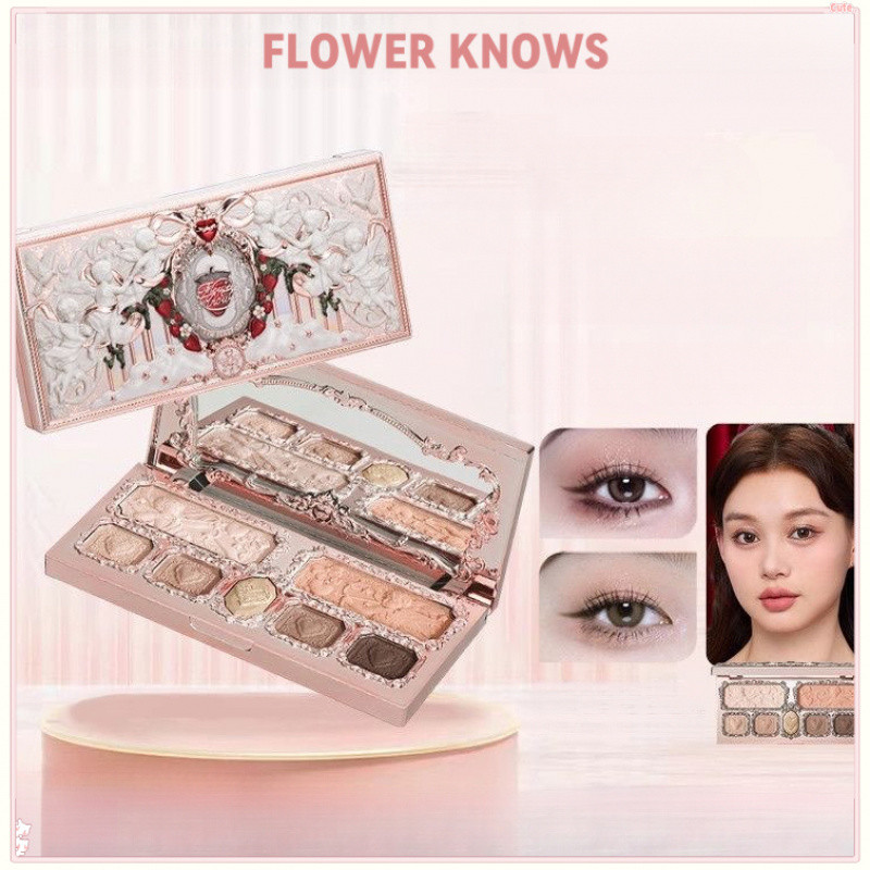 FLOWER KNOWS อายแชโดว์พาเลท Strawberry Cupid Facial Comprehensive Palette Delicate Color-Deveald Powder Seven Colours Multi-Purpose Eyeshaw Palette Eye Makeup