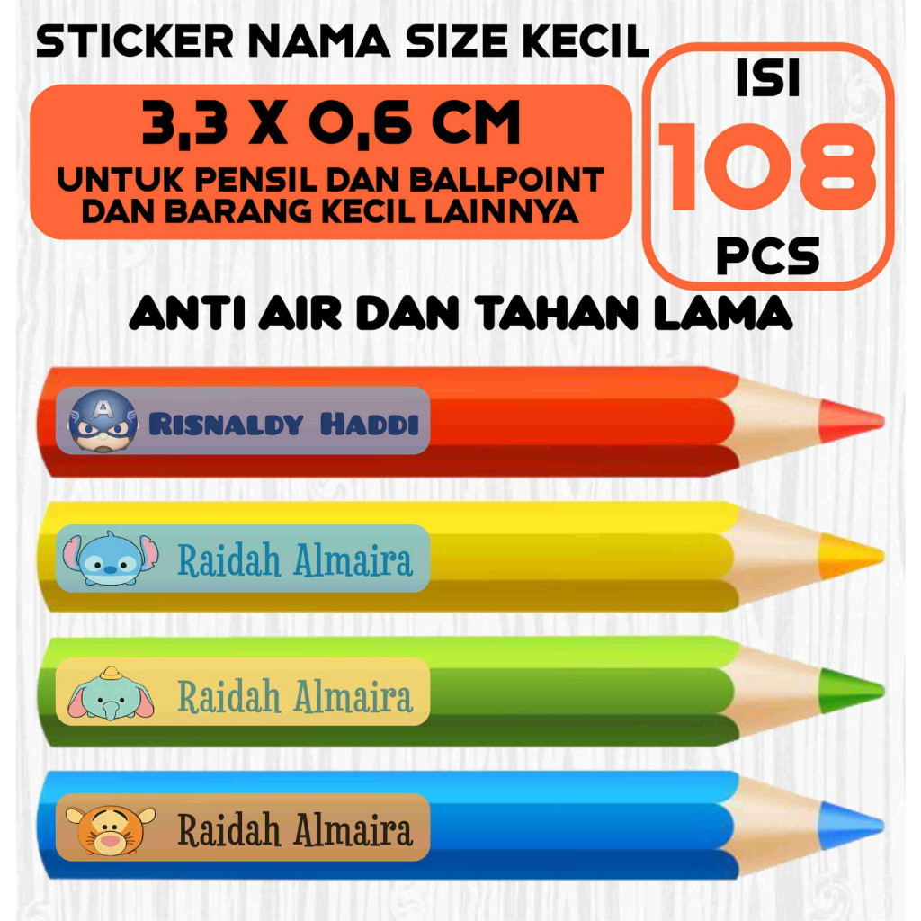 ที่กําหนดเองเด็กชื่อป้ายสติกเกอร์ขนาดเล็กเนื้อหา 108 ชิ้นกันน้ําสําหรับหนังสือดินสอขวดเครื่องดื่มให้