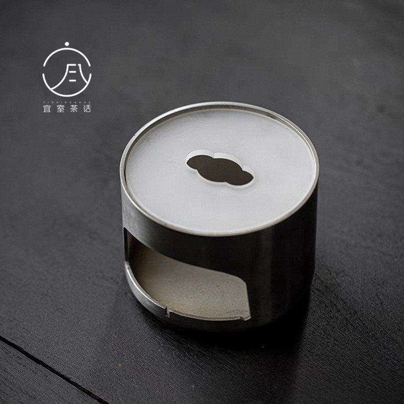 Yishi คําชาสแตนเลสเตาชาอุ่นเทียนฐานฉนวนกันความร้อนเชิงเทียนดอกไม้เตาชาชาอุ่นชุดน้ําชาอุปกรณ์พิธีชงชา