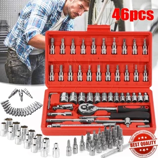ชุดบล็อกประแจ เครื่องมือช่าง ชุดประแจบล็อก 46 ชิ้น บล็อก 1/4 ชุดบล็อก ประแจ Hand Tools ชุดเครื่องมือ