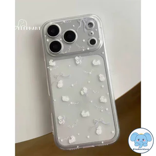 สำหรับIPhone 16 17 15 13 11 air 12 14 Pro Max X XR XS Max 14 7 16 15 8 Plus SE โรแมนติกสตาร์ กระต่ายโบว์ เคสใส