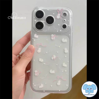 สำหรับIPhone 16 17 15 13 11 air 12 14 Pro Max X XR XS Max 14 7 16 15 8 Plus SE โรแมนติกสตาร์ กระต่ายโบว์ เคสใส