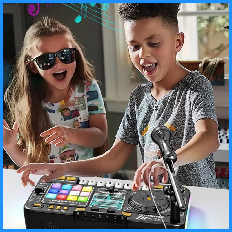 Luk Kids ชาร์จ DJ Mixer พร้อมไมโครโฟนคาราโอเกะของเล่นสร้างเพลงมัลติฟังก์ชั่นสําหรับ Aspirings DJs