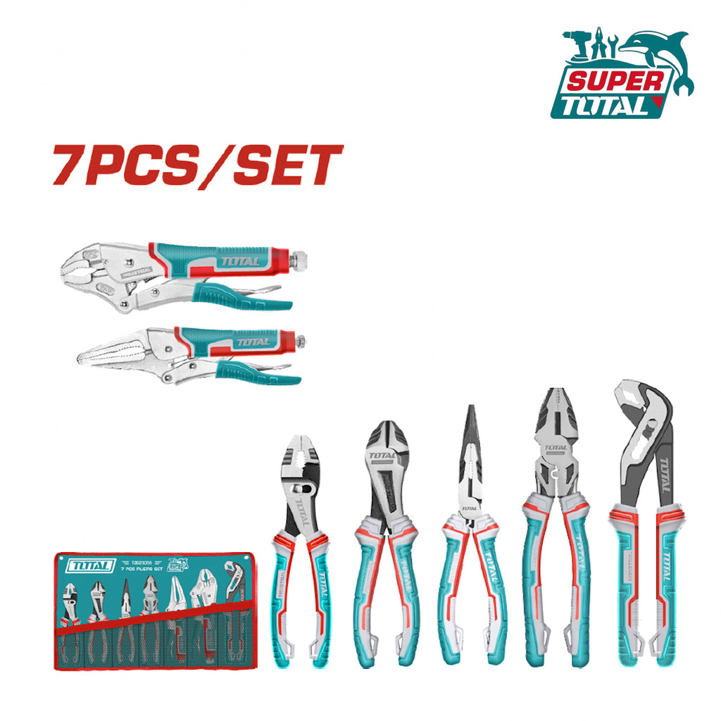 [ TOTAL ] (TOS23055) 7 Pcs Pliers Set | Mixed Pliers Combination | Storage Tray Included