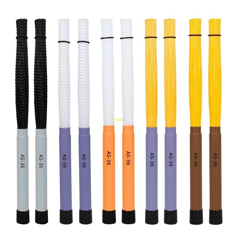 Youn 1 คู่ Multi-Rod Bundle Sticks Nylon Rod Drumsticks แปรงสําหรับคนรักกลอง