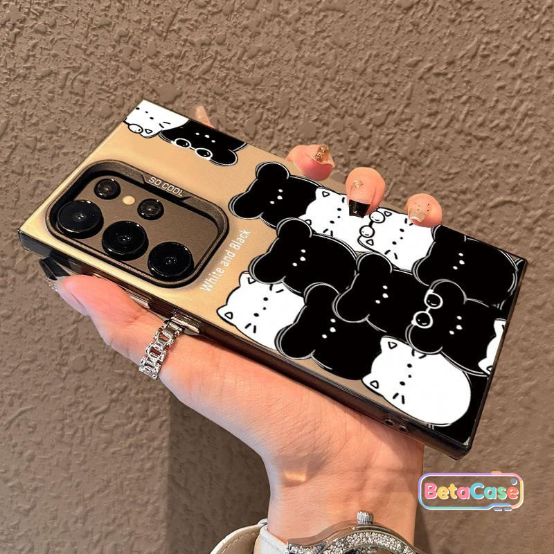แมวการ์ตูนน่ารักขาวดํา S25 ULTRA, S25 Edge, S24 ULTRA, S24 Plus, S24FE, S23ULTRA, S23PLUS, S23FE, S23, S22ULTRA, S22 ราคา ถูกที่สุด ดีลบีเคเค แกลเลอรีภาพที่ 2
