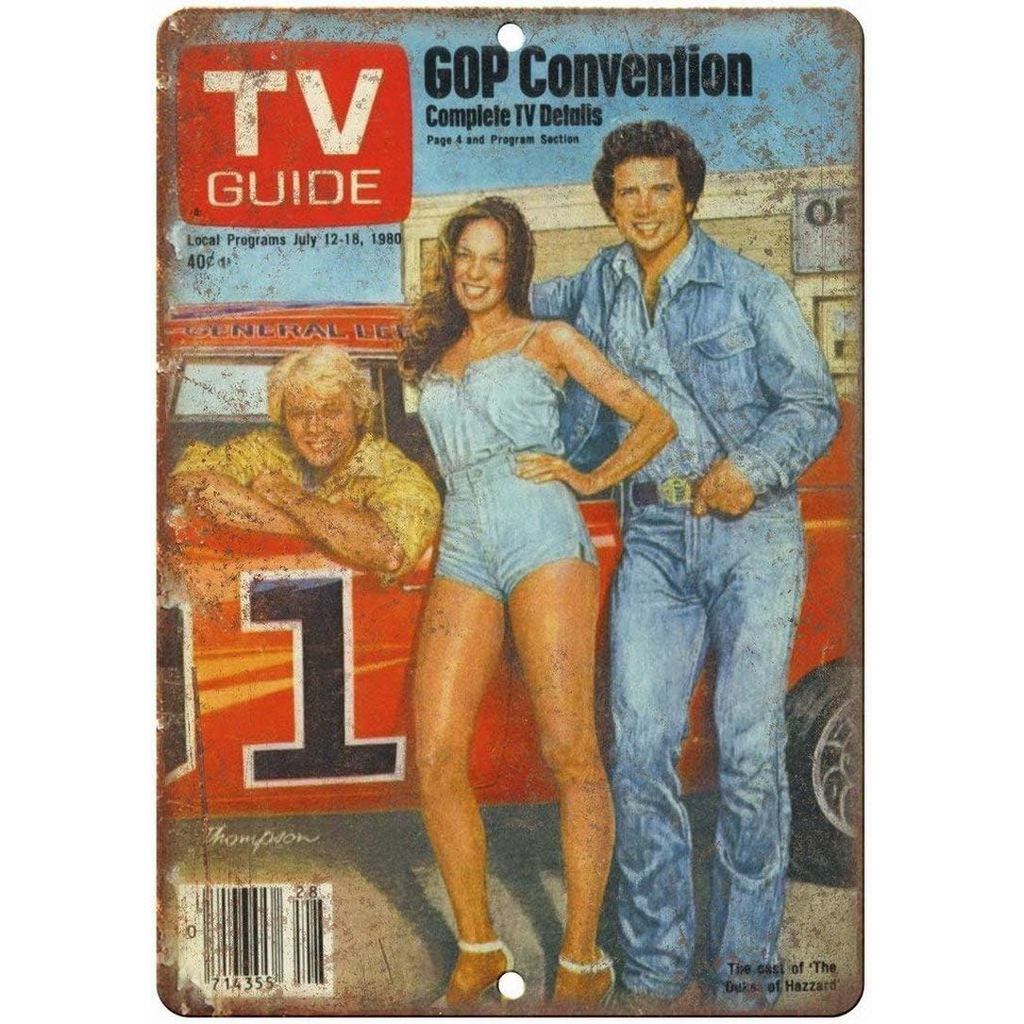 Anbiz Dukes of Hazzard TV Guide Vintage Look Reproduction ป้ายโลหะ Home Wall Decor ของขวัญ 8X12 นิ้ว