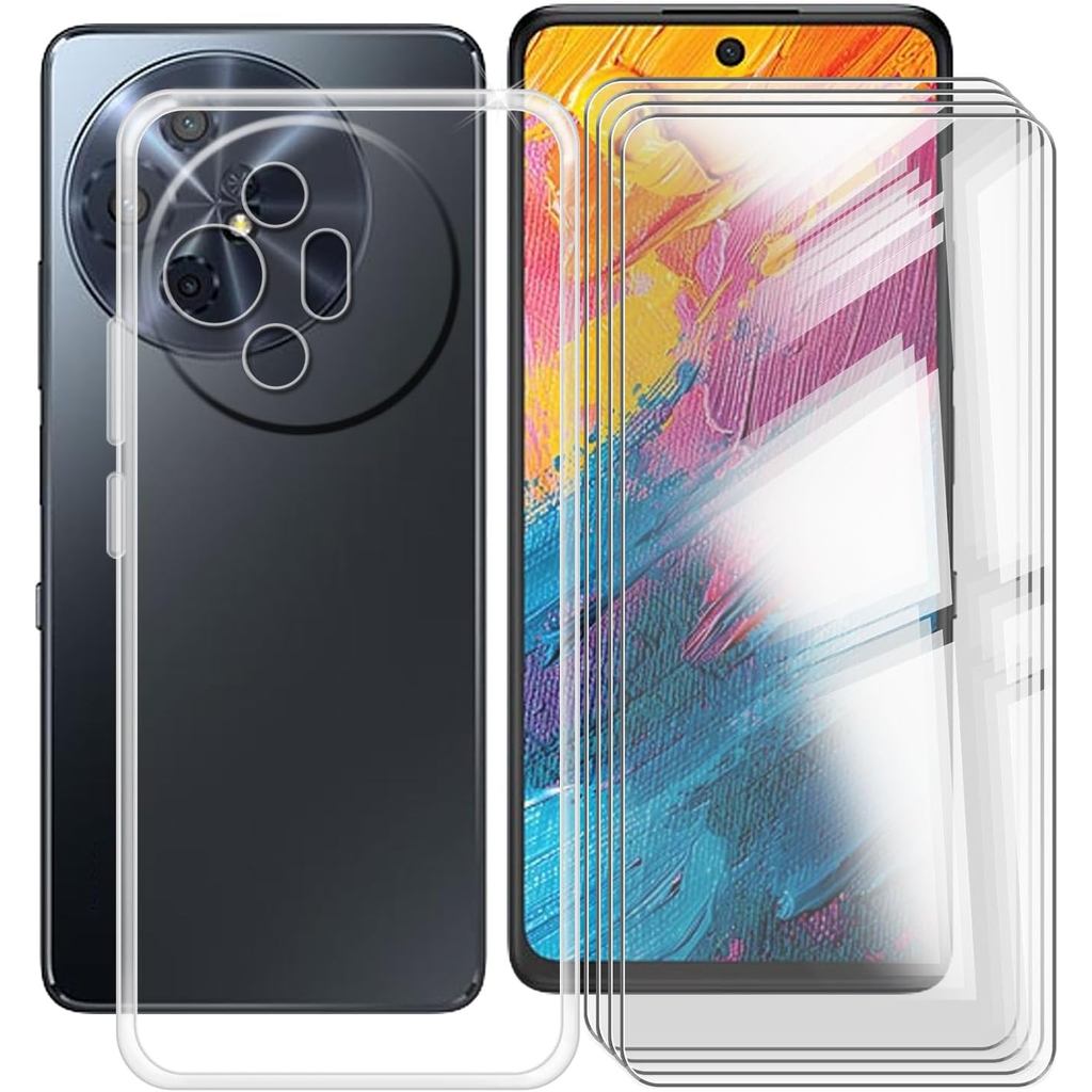 เคสสําหรับ TCL 60 XE NxtPaper 5G (5.3") พร้อมกระจกนิรภัย 4 X ปกป้องหน้าจอ], Slim Transparent Soft TP