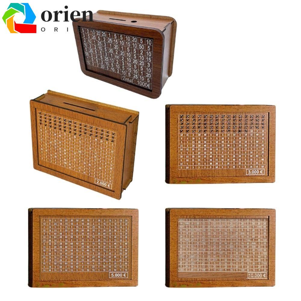 กระปุกออมสิน ORIEN ทําด้วยมือพร้อมประหยัดเงินเป้าหมายเคาน์เตอร์กล่องเงินงานฝีมือเก็บเงินไม้นํากลับมา