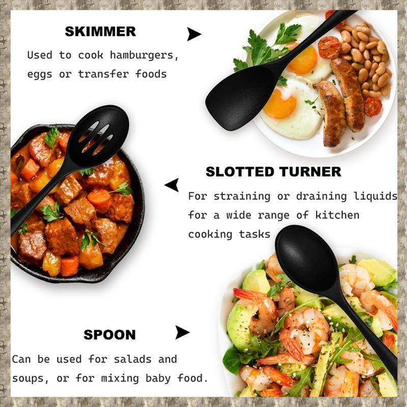 [zv0lma8i] สําหรับเครื่องมือทําอาหาร 15 ชิ้นชุดเครื่องครัวซิลิโคนปลอดสารพิษเกรดอาหารทนความร้อนสูงสุด