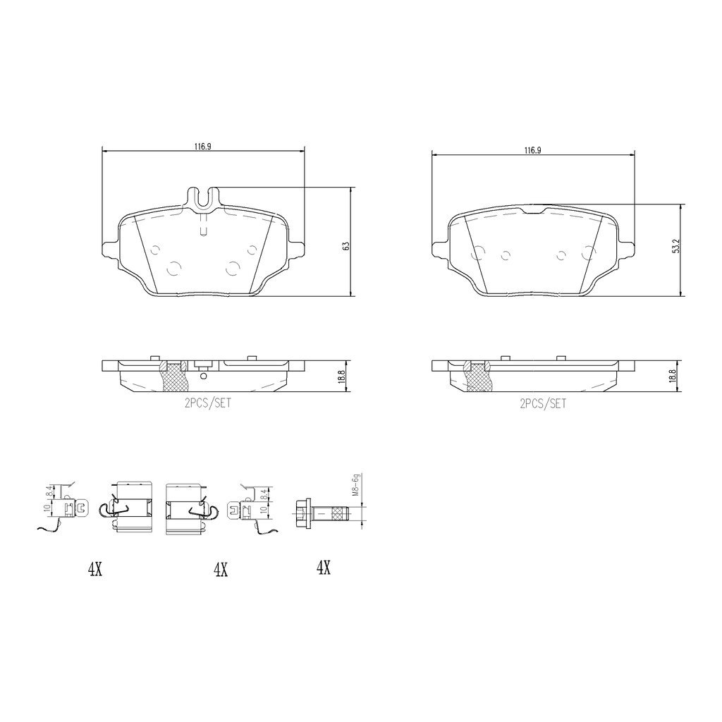 ผ้าดิสเบรคหลัง BENZ GLE V167 C167 GLE300 GLE350 GLE400 d 4-matic 2018- BREMBO