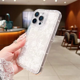 สําหรับiPhone 17 16 11 12 13 14 15 Pro MaxสําหรับiPhone 16e XR X XS Max 7 8 Plus SE2020 2022 เซ็กซี่ลูกไม้รูปแบบTrprentซิลิโคนปกอ่อน