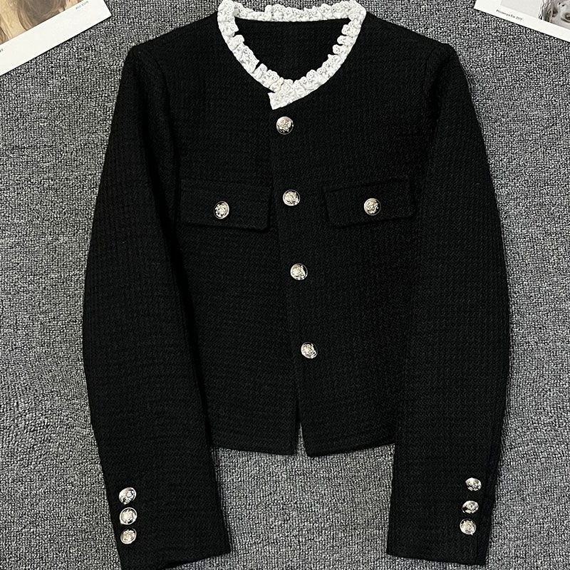 COCO-2025 ใหม่ ~ เวอร์ชั่นเกาหลี เสื้อโค้ท ขอบลูกไม้ ประกบ บุคลิกภาพ สุภาพสตรี