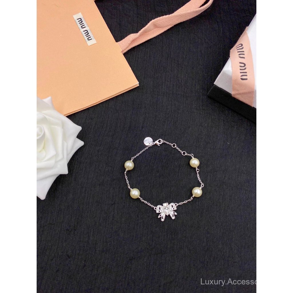 [1: 1] Miumi * u Pearl Bow Crystal Bracelet สวยจัง All-Match