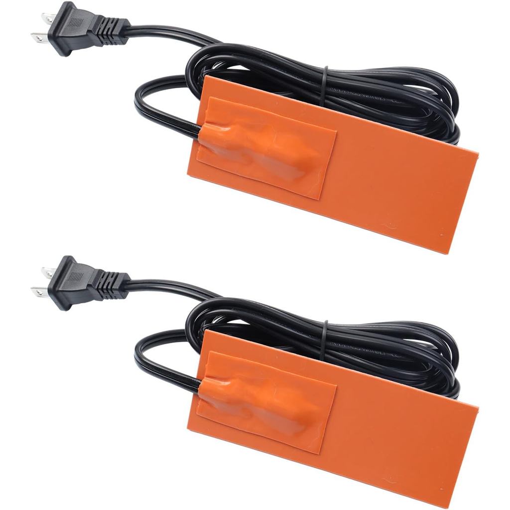 2 x 5in Car Engine Silicone Pad Heater - Self-Adhesive, 2Pcs Oil Pan Heater Pad Car Truck Oil Pan He