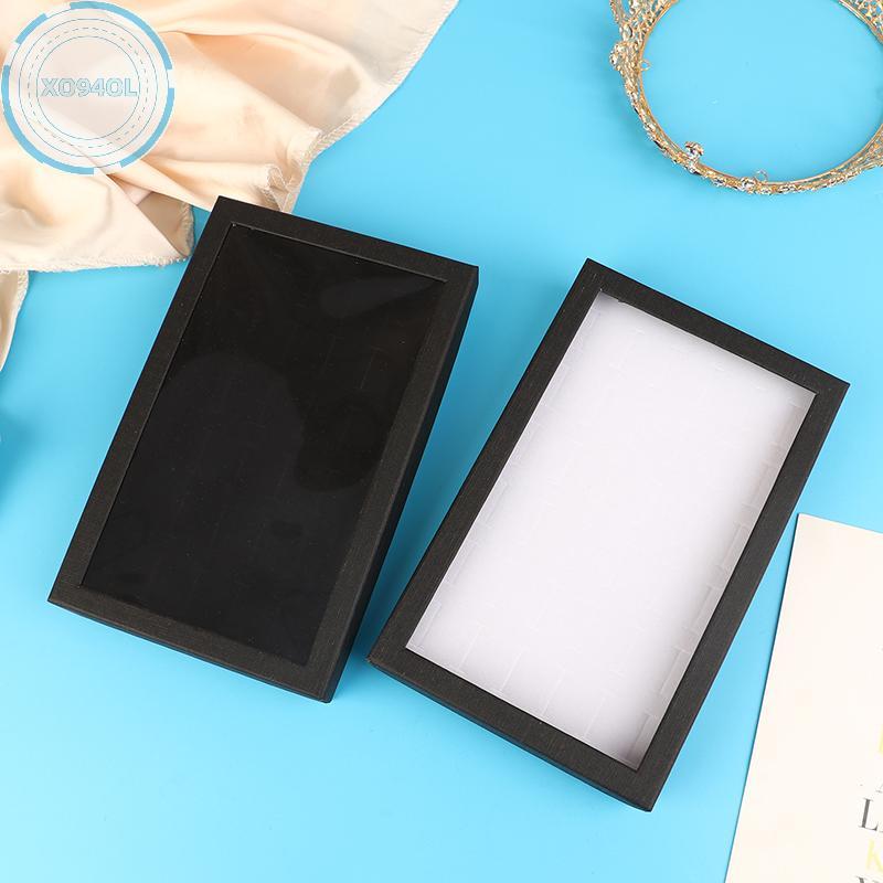 Xo94ol 36-Slot เครื่องประดับแหวนกล่องถาด Organizer ต่างหู Trinket แสดงกรณีกํามะหยี่ Organizer กล่องเ