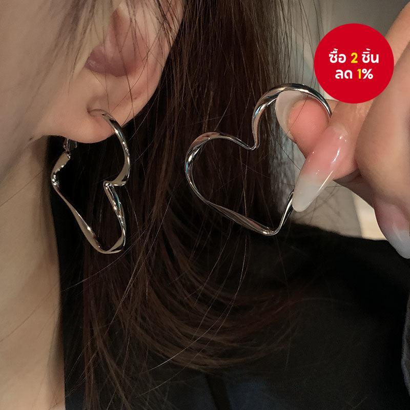 ต่างหูโลหะ รูปหัวใจ ขนาดใหญ่ ไม่ซ้ําใคร แฟชั่นสําหรับผู้หญิง