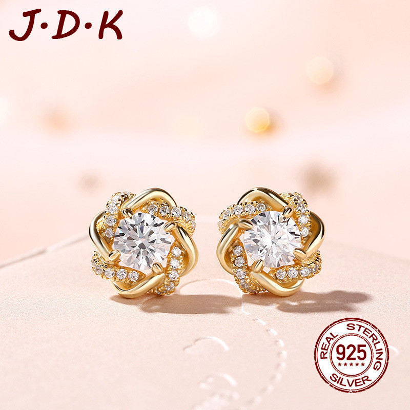 ต่างหูดอกไม้เพทายทอง JDK 18K