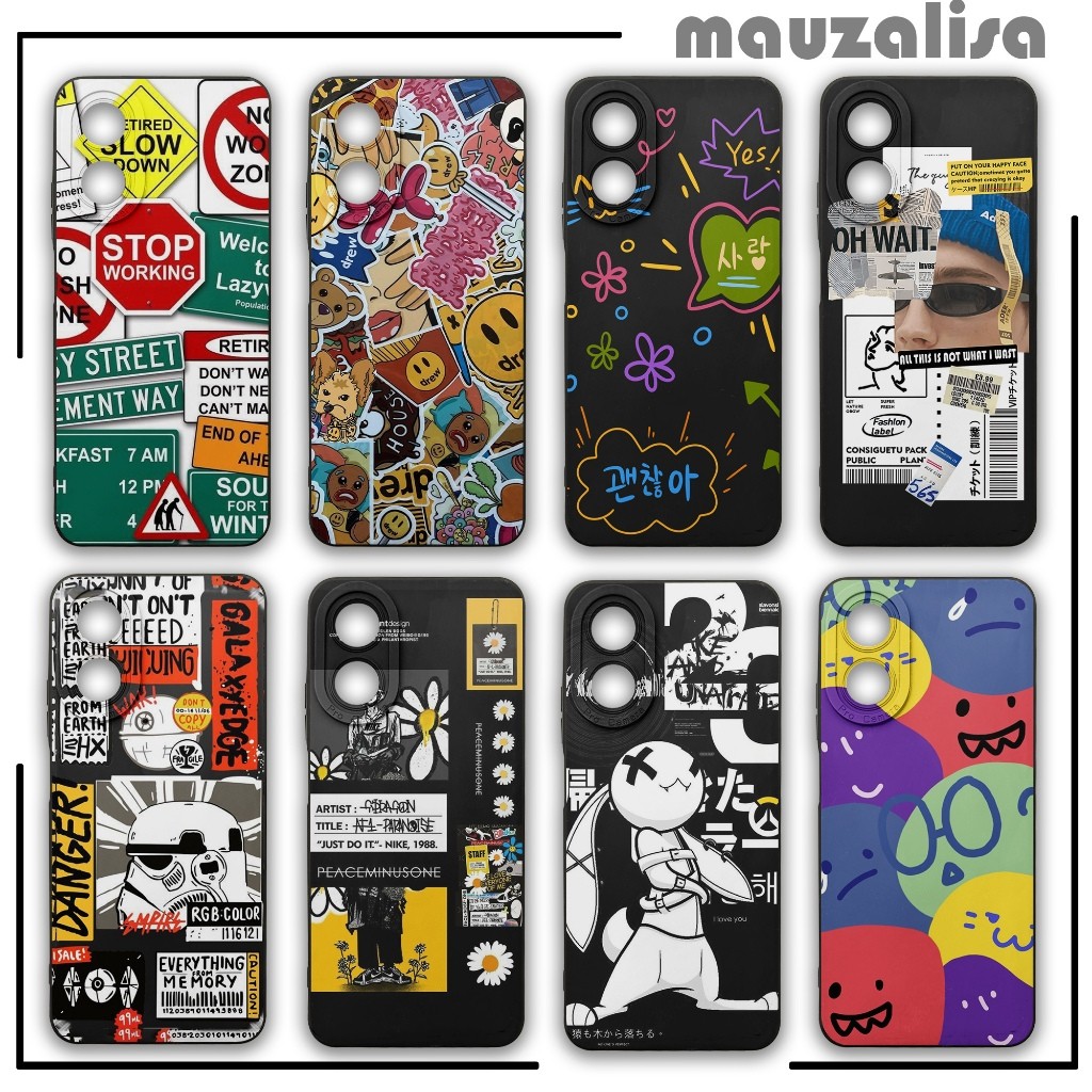 เคส Hp Oppo A18 A38 A60 A17k A57 2022 A77s A58 A78 4G 5G Motif Aesthetic Softcase Graity