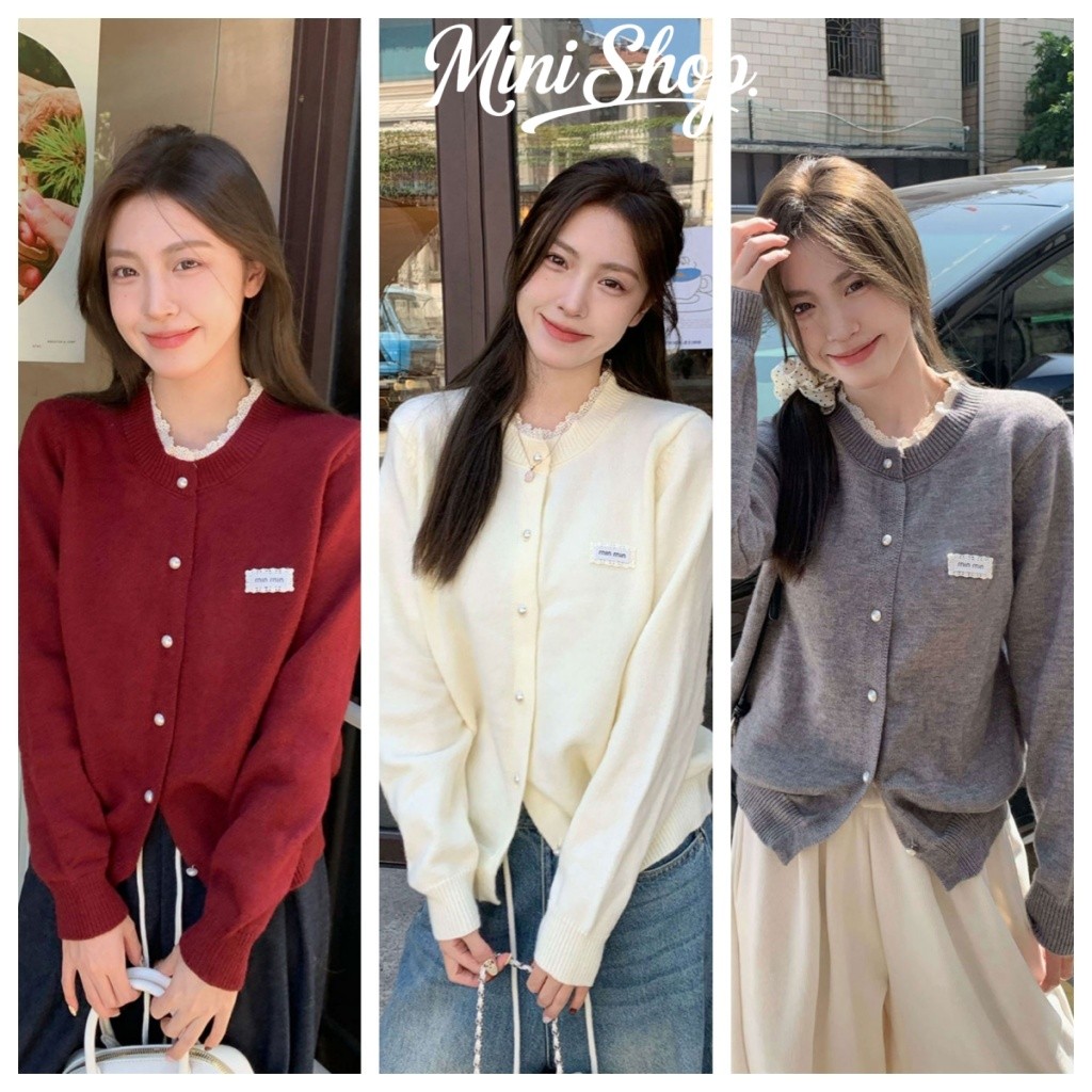 Mini shop🌸พร้อมส่ง🌸เสื้อแขนยาวไหมพรม คอกลม ผ้านุ่มนิ่มน่ารักมาก ใส่สบายคาวาอี คาร์ดิแกนไหมพรม  เสื้อกันหนาว(W-H076)