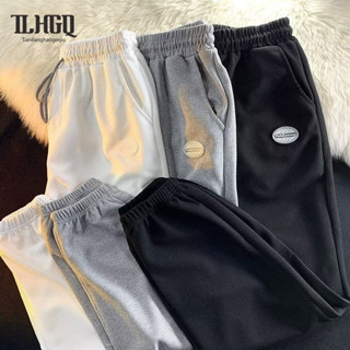 TLHGQ อินเทรนด์ลำลองแบบแมตช์ทั้งหมดบวก ขนาดหลวม กางเกงวอร์มท…