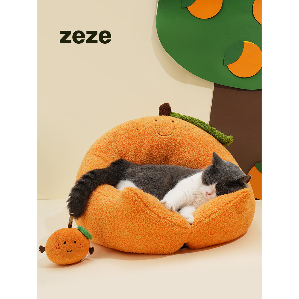 Zeze Orange Cat Litter Four Seasons Universal Pet Bed Cat House Cat Litter Teddy Kennel Winter Warm 