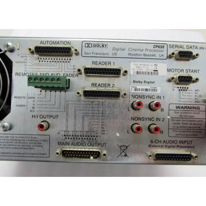 DOLBY โปรเซสเซอร์โรงภาพยนตร์ดิจิตอล CP650 ทางต้อนรับ