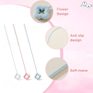 A HAUS แปรงล้างหลอด แปรงล้างหลอดซิลิโคน ด้ามยาว ล้างลึก ไม่ทำลายหลอด Silicone Straw Cleaning Brush