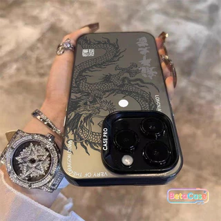 เคสโทรศัพท์ลายมังกรสีดำและขาวสุดเท่สไตล์แฟชั่น IMD สำหรับ iPhone 17 17pro 16 16pro 11 15 14 13 12 XR X XS Max 8 7Plus
