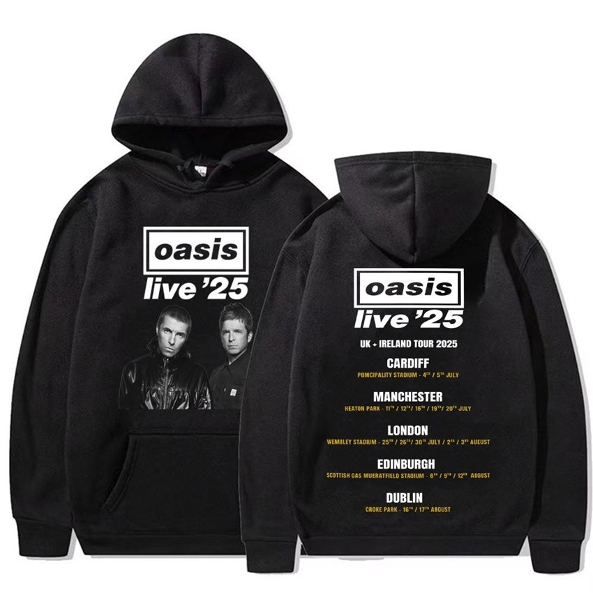 Chic Rock Band O-Oasis Live 25 Irish Tour Hoodie ผู้หญิงผู้ชาย Hip-Hop Punk ขนาดใหญ่ Hoodie เสื้อกัน