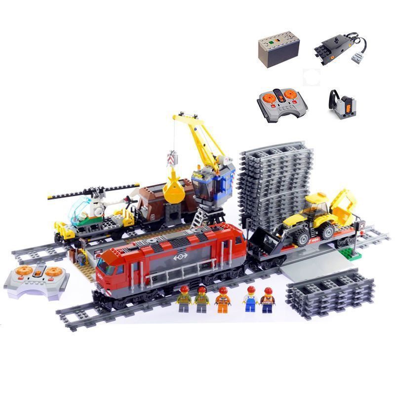 เข้ากันได้กับเลโก้ซิตี้การควบคุมระยะไกล60197ขนส่งผู้โดยสารรถไฟด่วนชุดรถไฟประกอบอาคารบล็อกของเล่นชาย4