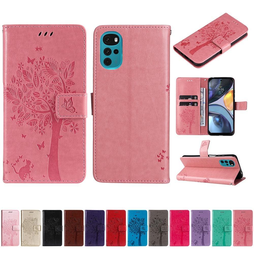 3D Cat Tree กระเป๋าสตางค์หนังสําหรับ Motorola MOTO One Fusion Plus E6S 2020 G Power Book Cases Soft 