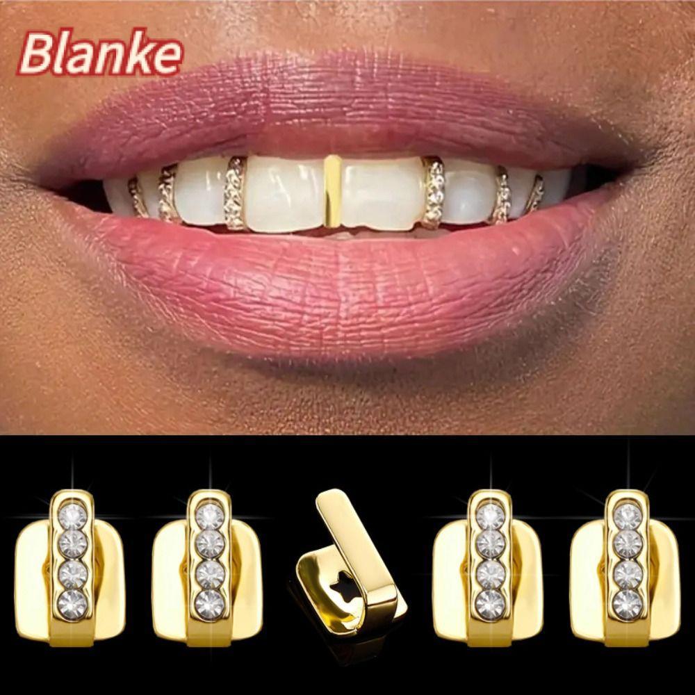 BLANKE 3 ชิ้น Grillz, Rhinestone เงาเพทาย Hip Hop ฟัน Grillz, เครื่องประดับฟันกลวงผู้หญิงผู้ชาย