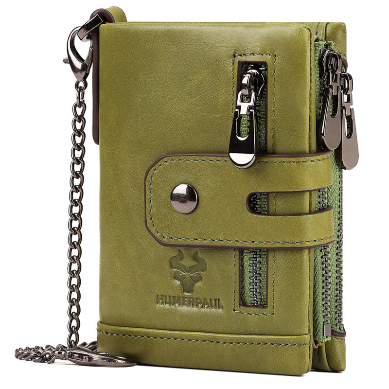 คลังสินค้าพร้อมจัดส่งที่รวดเร็ว Hummer Paul การค้าต่างประเทศหนังวัวชั้นแรก RFID Multi-card Card Holder Unisex กระเป๋าสตางค์หนังสั้น 02