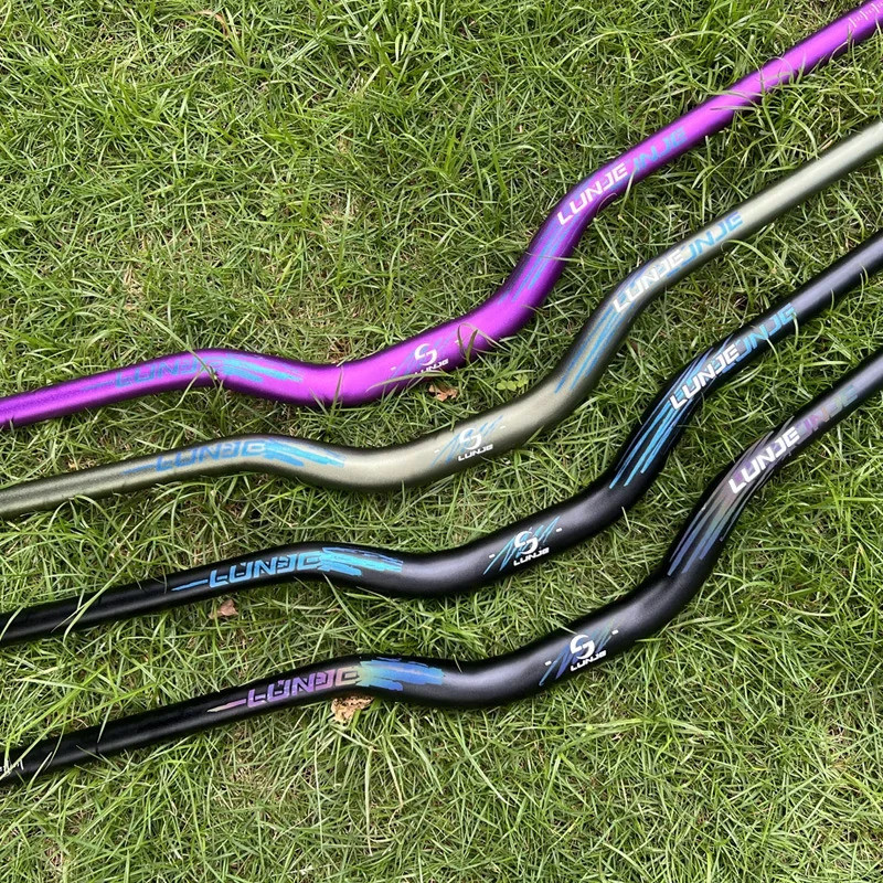 LUNJE Swallow Handle Bar อลูมิเนียมอัลลอยด์สำหรับจักรยาน ขนาด 31.8 มม., พร้อมแผ่นสะท้อนแสง