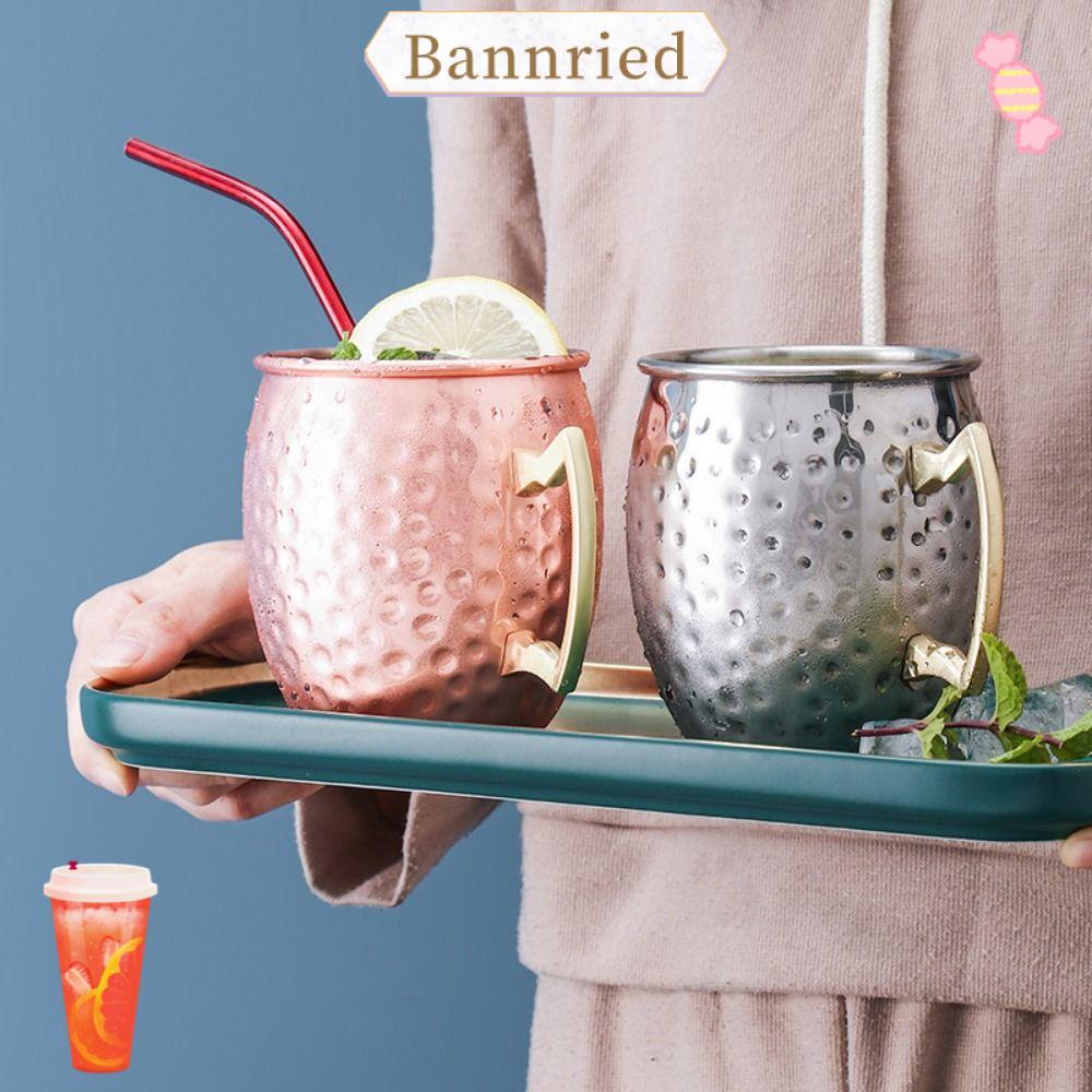 BANNRIEDSG ถ้วยแก้ว,งานฝีมือ 500ml ถ้วยทองแดงบริสุทธิ์,พร้อมที่จับตอกหมุดที่แข็งแกร่งแปรงลักษณะ Mosc