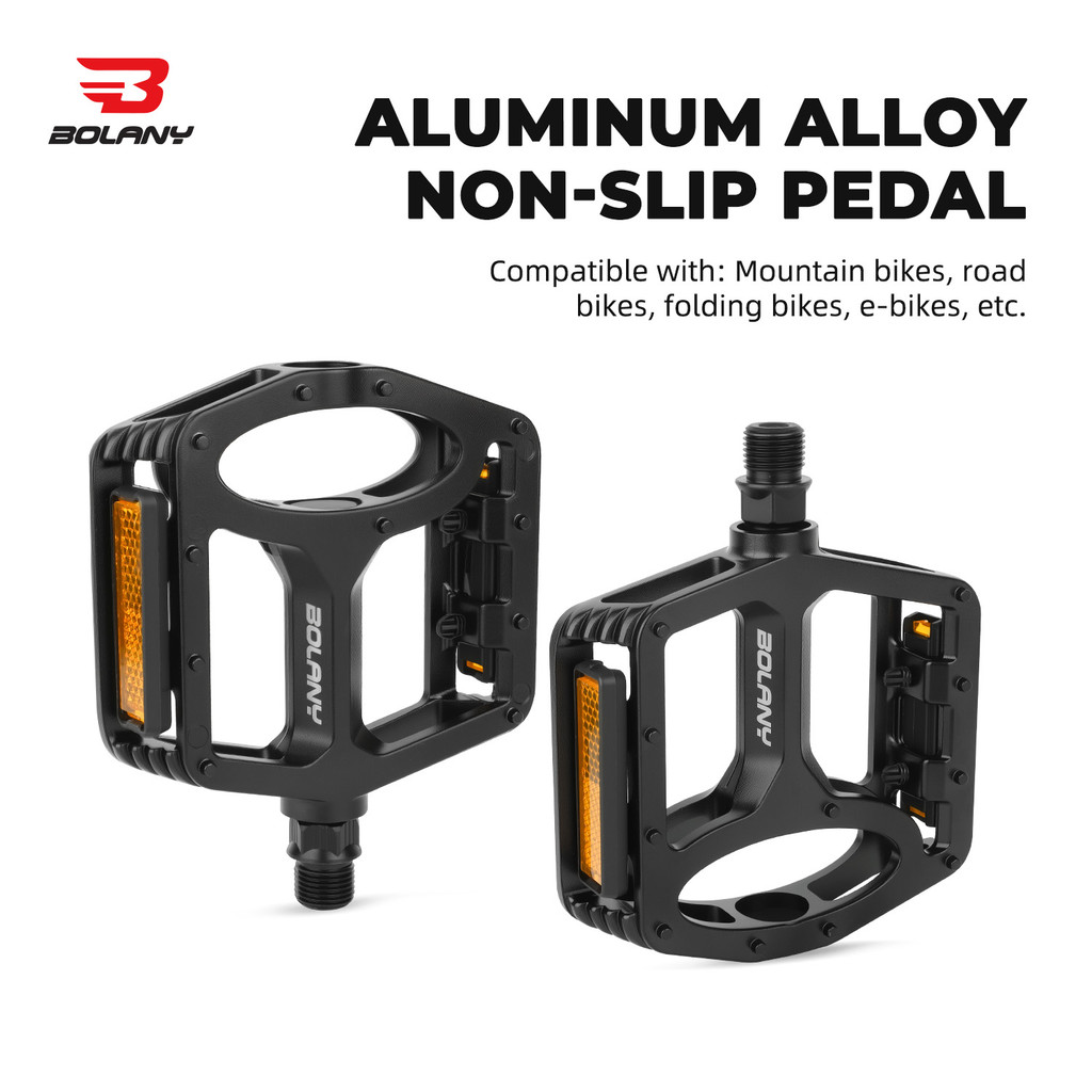 BOLANY บันไดจักรยาน อลูมีเนียมหนา ลูกปืนแบริ่ง 3ลูก ขาถีบจักรยาน บันไดจักรยานอลูมิเนียม หนา มีหมุดกันลื่น 11 ตัว(แกนใหญ๋)