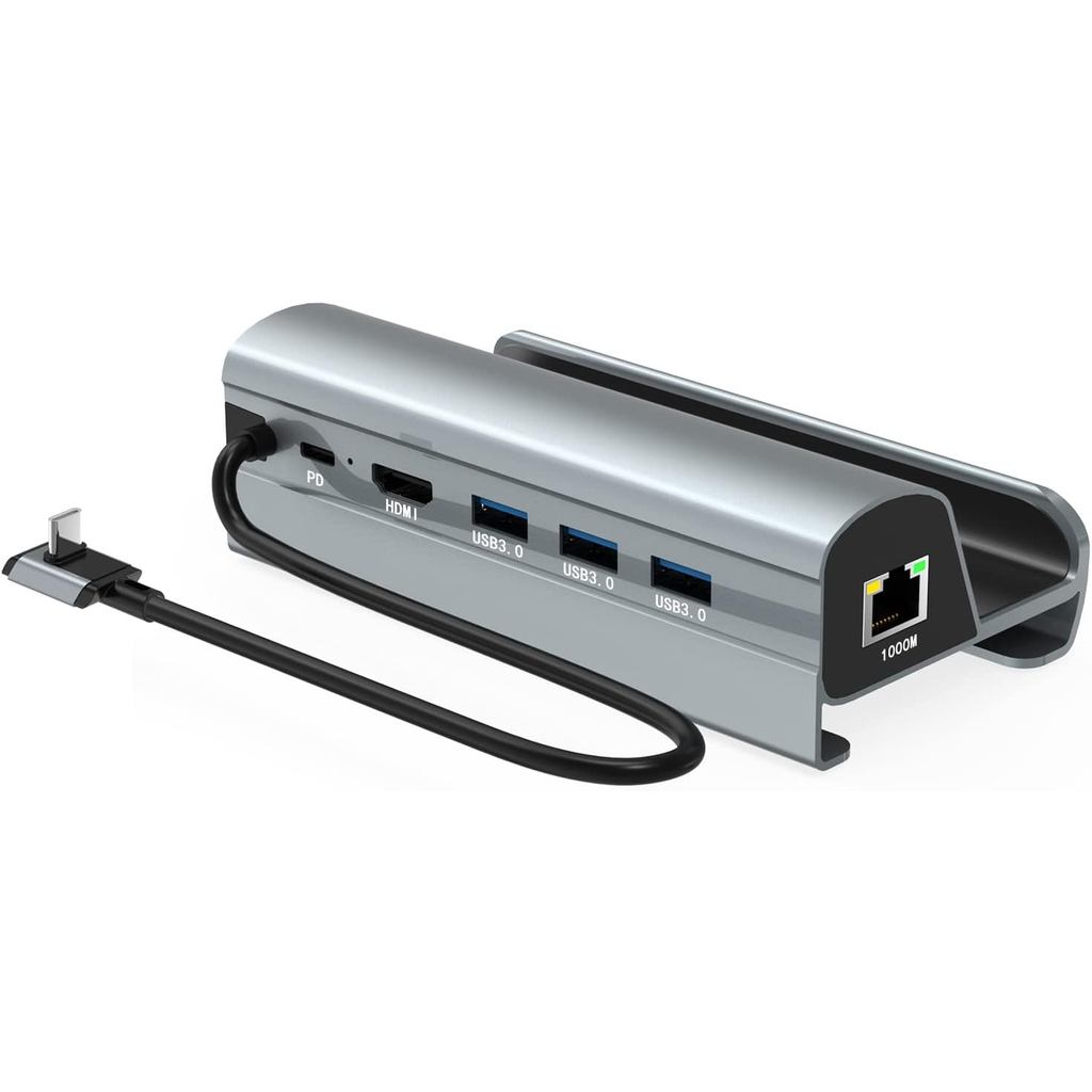 อลูมิเนียมสถานีเชื่อมต่อฐานทีวีขาตั้ง Hub ผู้ถือ Dock USB C ถึง RJ45 Ethernet 4K 60HZ HDMI ใช้งานร่ว