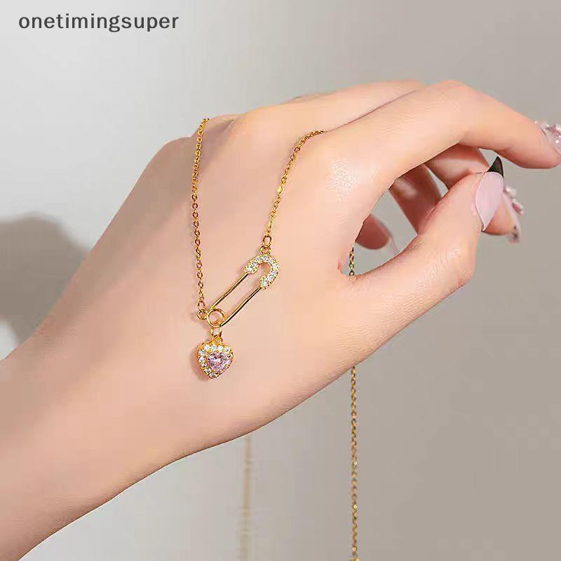 จี้หัวใจทองแดงพร้อมสร้อยคอคลาวิกัล โซ่สแตนเลส OTP