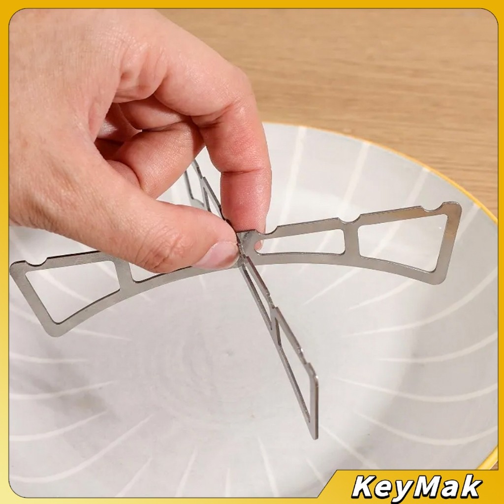 KeyMak ตะแกรงนึ่งกางออกเป็นตัว X พับเก็บได้ มีขนาดเล็ก เบา พกพาสะดวก ขารองนึ่งเหมาะกับสายแคมป์ปิ้ง วัสดุสแตนเลส Pot Rack - รูปที่ 4
