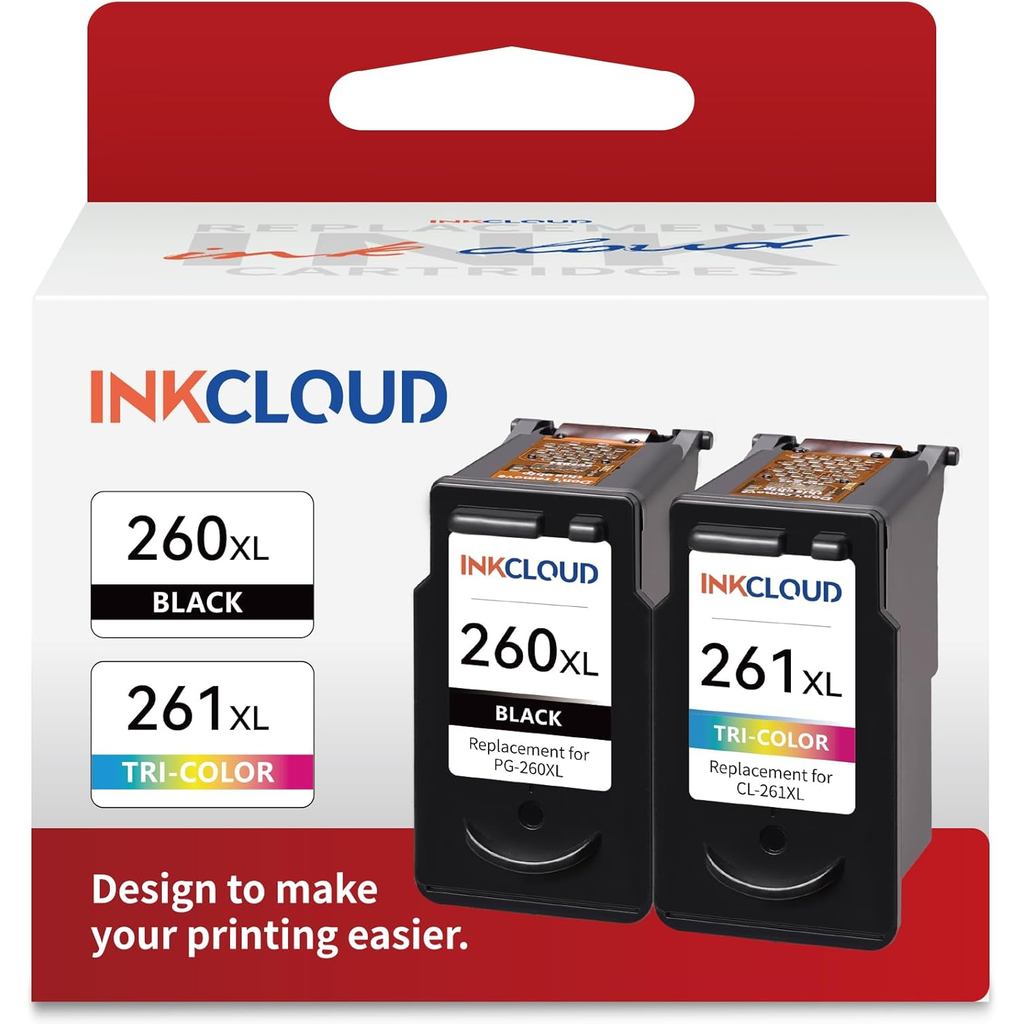 INKCLOUD Compatible Ink Cartridges Replacement for 260XL 261XL PG-260 XL CL-261 XL Combo Pack for Ca