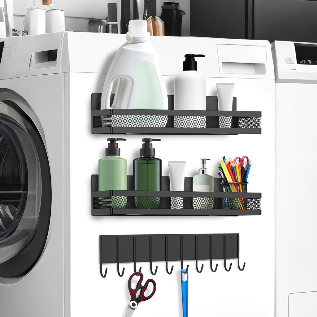 Hook Rack Seasoning Organizer ติดตั้งง่ายแม่เหล็กตู้เย็น Organizer Kit สําหรับใช้ในบ้าน SHOPQJC6623